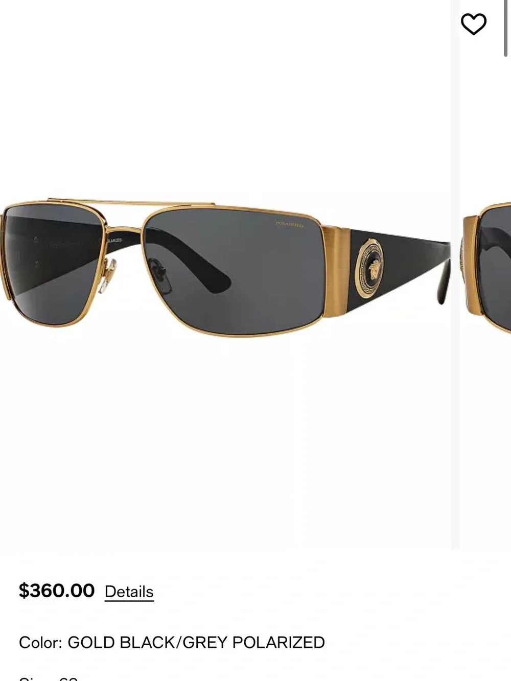 Versace Gold and Black Men's Polarized Sunglasses